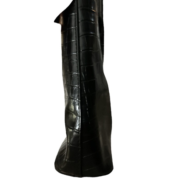 Prada black 🐊 croc leather handbag no call outs silver feet 3 open pockets nice - Picture 5 of 14